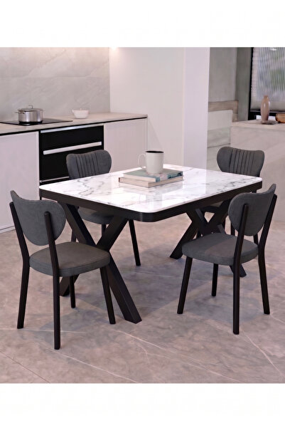 Avenza living 70x110 Sabit Mutfak Yemek Masası Takımı + 4 Adet Elma Sandalye