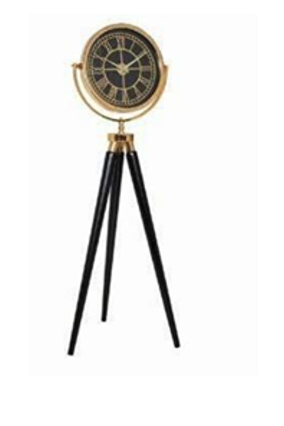 Savita Home Tripod Saat Füme Cam Krom Beyaz Gold Siyah Dekoratif Ayaklı Saat