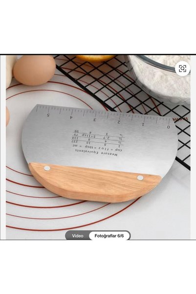 CANSU HOME High Quality Wooden Handle Stainless Steel Dough Cutting Forming Spatula with Measurement Chart