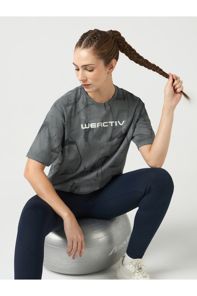 Technosport By Styli Jacquard Boxy Fit Sports T-Shirt with DOUBLE COOL