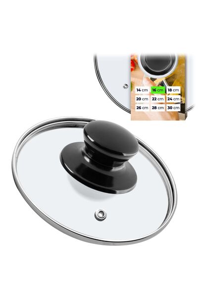 KADAX Capac de sticlă universal, termorezistent, de 16 cm, pentru oală sau ti...
