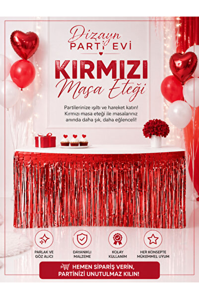 Dizayn Parti Evi DZYN Püsküllü Masa Örtüsü Eteği – Doğum Günü & Parti Masası ...
