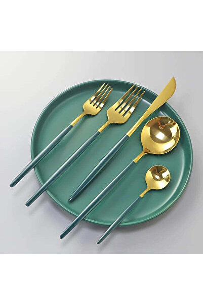 OEM Set of 24 cutlery, elegant and refined, with a luxurious finish, green wi...
