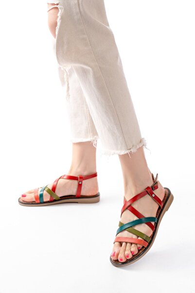 Zerenyus Zri̇n-017 Premium Multi Orthopedic Genuine Leather Women's Sandals