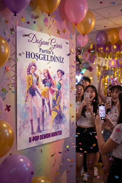 K-POP Huntrix Demon Hunters Afiş 70x100 cm Doğum Günü Parti Posteri Dekor