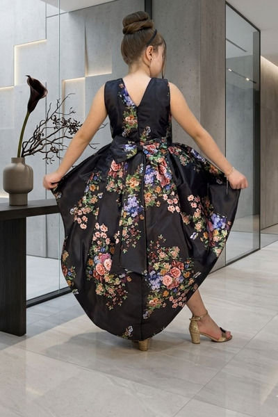 tny kids collection Floral Patterned Satin Dress