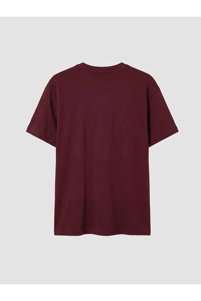 LC Waikiki Γυναικείο μπλουζάκι Claret Red Crew Neck NYC με τύπωμα