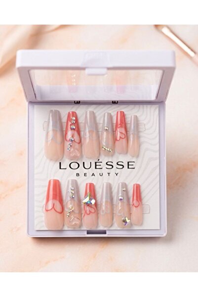 Louesse Beauty Louésse Sweet Heart Takma Tırnak Seti 12’li – Kalp Desenli Taş...