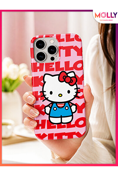 Molly iPhone 12 PRO MAX İçin Pembe Hello Kitty Desenli Silikon Kılıf