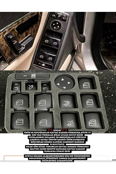 kaytaz MERCEDES CAM TUŞ KAPLAMA SET ORİJİNAL SİYAH 4KAPI W204 W212 W117 W176 ...