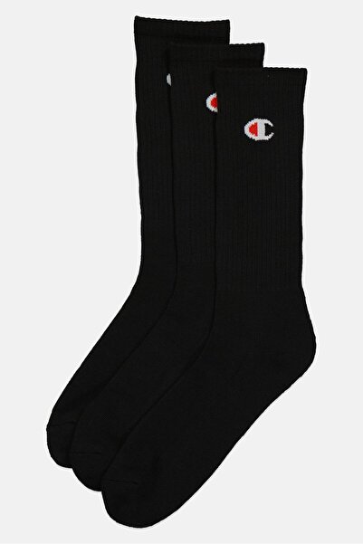 Champion Men 3 Pairs Brand Logo Crew Socks, Black
