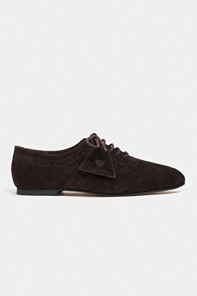 NİŞANTAŞI SHOES Estina Bitter Brown Suede Δερμάτινο Σχέδιο με Λεπτομέρειες Κλ...