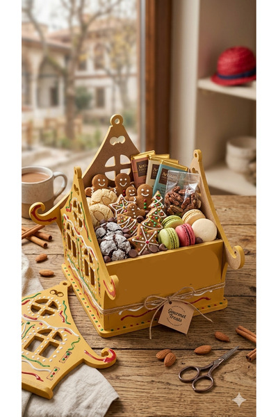 Sister Home Design Gingerbread Wooden Cookie Box - Decorative Kitchen Organiz...