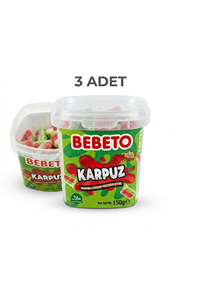 BEBETO Karpuz Aromalı Yumuşak Şeker 150 g Kova 3 adet