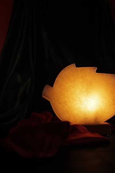 TUZCU KENAN Leaf Salt Lamp Decorative Ambient Lamp with Wooden Base