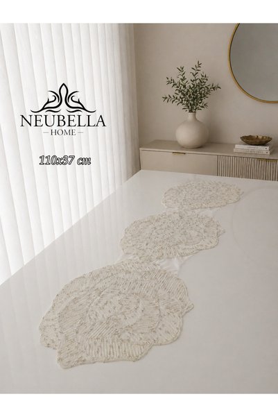 NB Neubella Home طقم غطاء طاولة قهوة فاخر من فلورا، طقم غطاء طاولة قهوة فرنسي مزين بالدانتيل بنمط الورد، 6 قطع