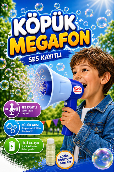 hak-iş oyuncak Ses Kayıtlı Köpük Atan Pilli Megafon