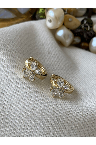 XUPING JEWELRY Xuping 14K Taşlı Mini Kelebek Küpe