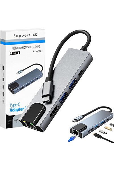 Support محول USB-C 5 في 1 للابتوب | محول متعدد المنافذ مع منفذ HDMI بدقة 4K، ...
