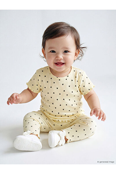 LC Waikiki Yellow Heart Patterned Baby Girl Set