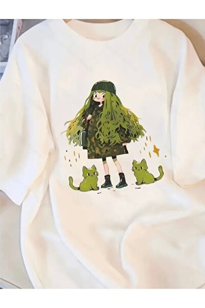 NIGRUM PARDUS POSEBNA SERIJA ANIME MAJICA ZA DEVOJČICE SA ZELENIM MAČKAMA, 10...
