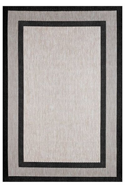 VEJA HOME Sisal Plus 1149 Bej Siyah Düz Desenli Hasır Görünümlü Modern Şık Mu...