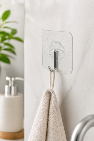 Selenica 3lü Şeffaf Yapışkanlı Duvar Askısı Banyo Mutfak Havlu Askısı Delmesi...