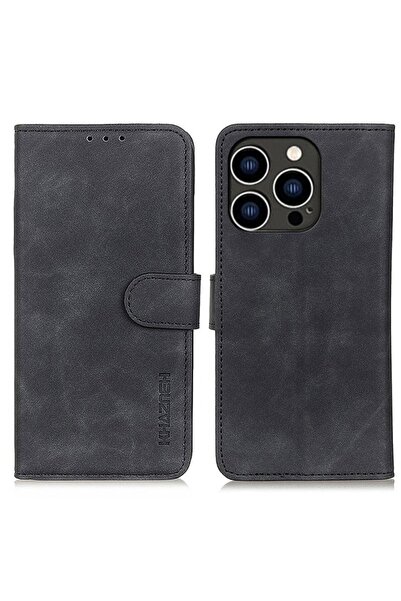 KHAZNEH Retro Leather Θήκη Πορτοφόλι Black (Apple iPhone 16 Pro Max)