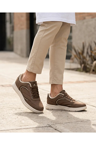 casso Fashion Ortopedik Hafif Taban Kahverengi Erkek Rahat Keten Sneaker