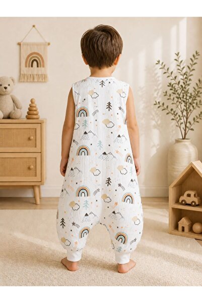 JUNİPERUS Yazlık Müslin Bebek Uyku Tulumu 0.5 TOG %100 Pamuk Kolsuz Tek Kat Unisex 6 Yaşa Kadar