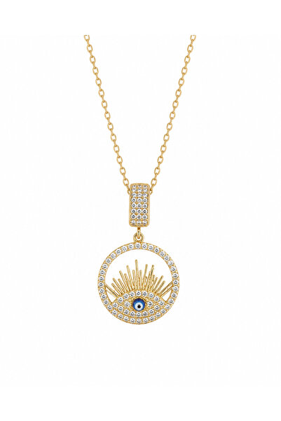 Yuchicly Evil Eye Beaded Eye Pattern Quality Steel Necklace with Stones Stylish