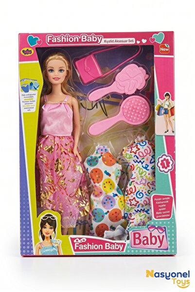 NASYONEL TOYS Moda Bebek ve Kıyafet Aksesuar Seti - Eğlenceli Oyun Saatleri İ...