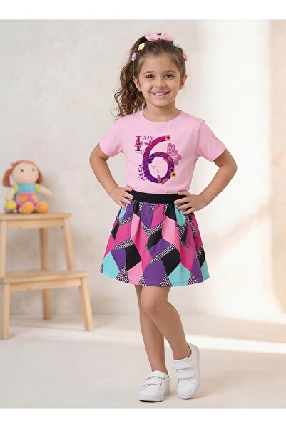 Funkaar Birthday Girl, 6th Year Butterfly Birthday Graphic Print T-Shirt