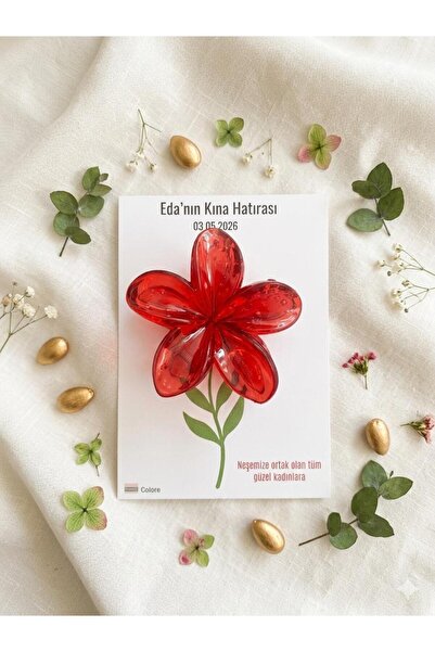 Colore KINA-DÜĞÜN-SÖZ-NİŞAN HEDİYELİĞİ KIRMIZI LOTUS TOKA KİŞİYE ÖZEL KARTLI ...