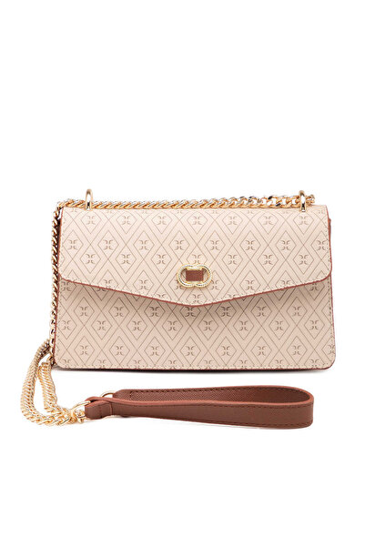 Tergan Beige Print Women's Crossbody Bag - S26Y1Pr09176-E52