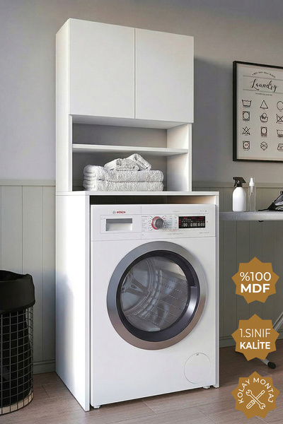 TETA HOME Çamaşır Makinesi Dolabı + Kapaklı Kiler Dolabı