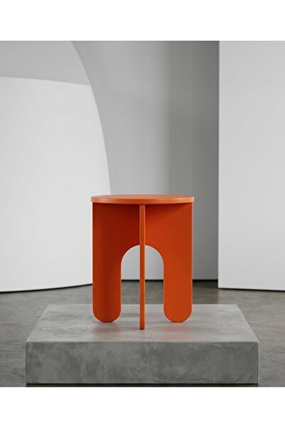 DOME HOME ARK STOOL DOĞAL AHŞAP YAN SEHPA ( TURUNCU )