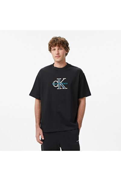 Calvin Klein Tricolor Monologo Graphic Erkek Siyah T-Shirt