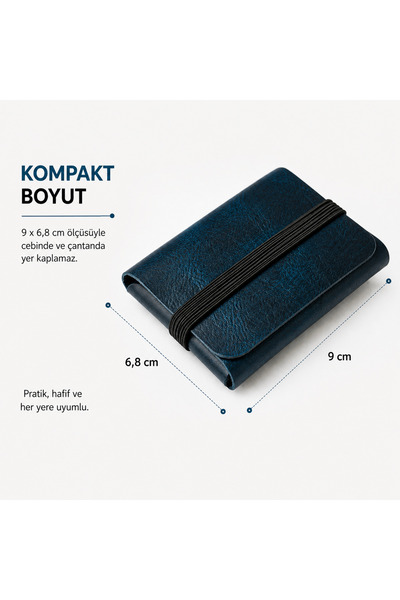 Oh Deer Leather حامل بطاقات من الجلد الطبيعي بتصميم سلس ومرن - أزرق