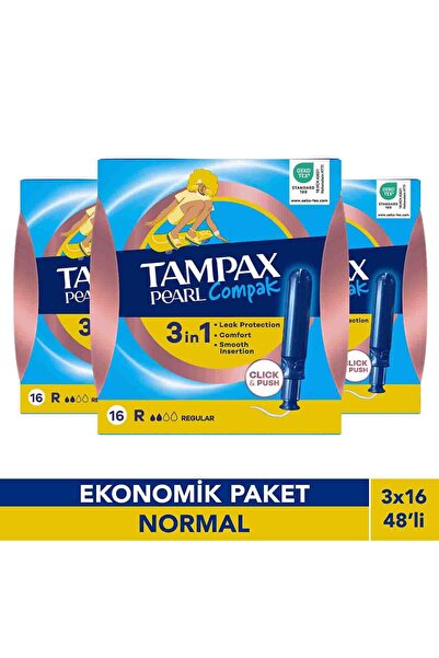 TAMPAX TAMPON PEARL COM NORMAL 16'LI x3