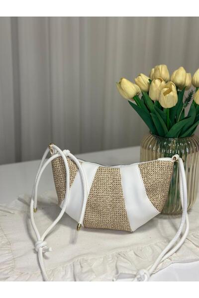 Gamzebags Kadın Modern Hasır Detaylı Parça Tasarımlı Mini Çapraz Çanta