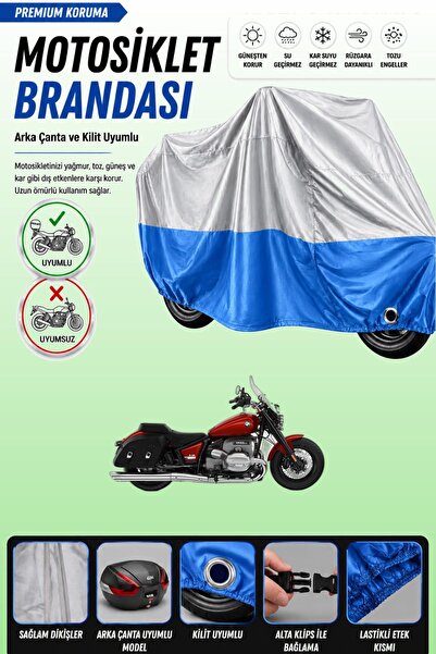 Cemku Double غطاء علوي رمادي - سفلي أزرق، غطاء خلفي متوافق مع دراجة BMW R 18 ...