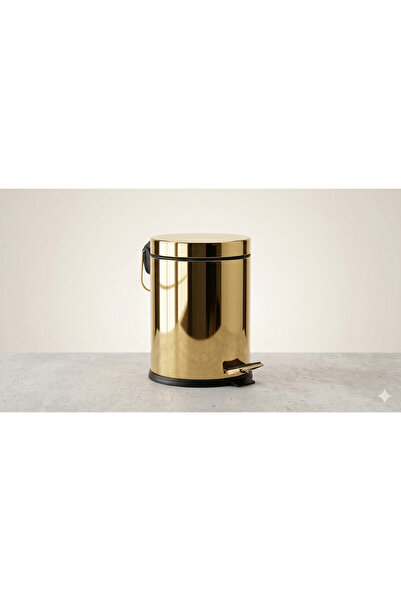 INTERSTEEL 3 Litre Paslanmaz Çelik Pedallı Gold Çöp Kovası – Lüks Banyo ve Ma...