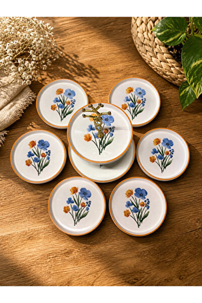 Yasvera Ceramics 9 Parça Mavi Bahçe İkram seti