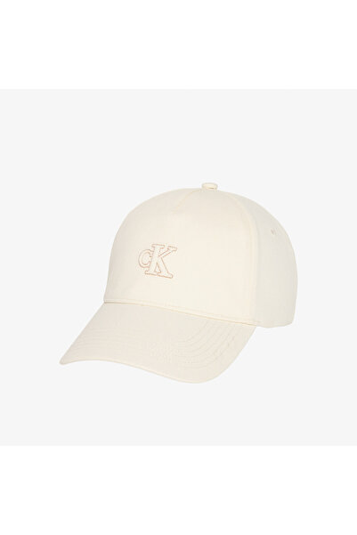 Calvin Klein Monogram Shine Embroidery Kadın Beyaz Şapka