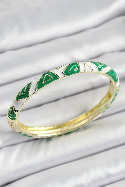 Generic Brand Mineli Brass Green White Motif Women's Handcuffs