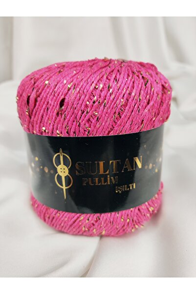 Sultan Pullim Işıltı Fuchsia Pink Gold Fir de tricotat manual cu paiete 50gr....