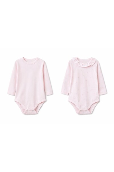 Caramell Baby Girl Collar Detail 2-Piece Undershirt 9-24 Months Pink