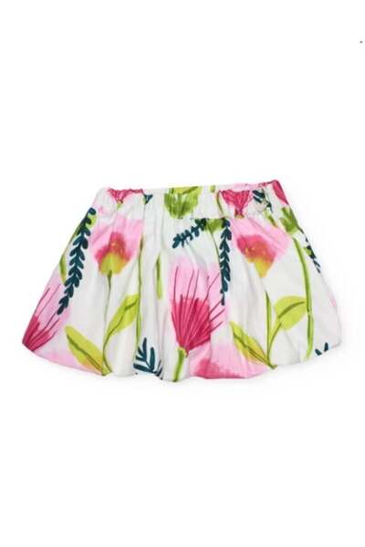 Tuc Tuc Girl's Pink Floral Patterned Elastic Waist Balloon Skirt 2-8 Years Mix