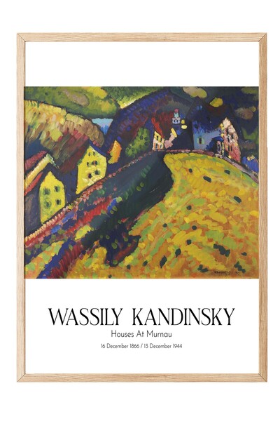 Postifull Wassily Kandinsky - Casele din Murnau, Tablou înrămat în lemn, Seri...
